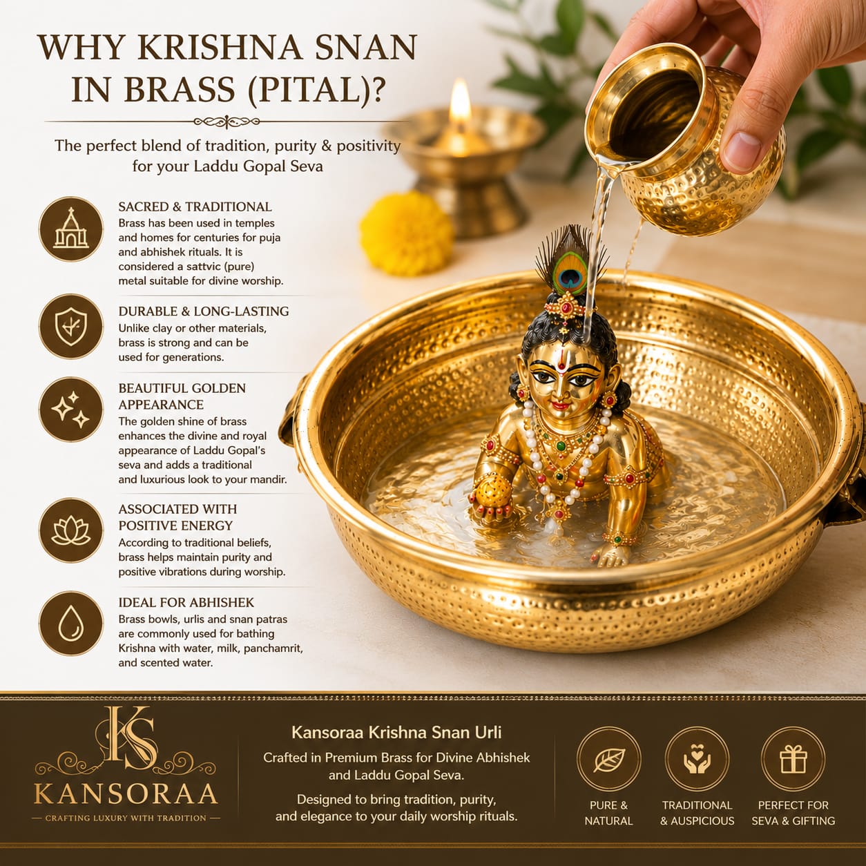 Kansoraa Premium Brass Bal Gopal Snan Patra