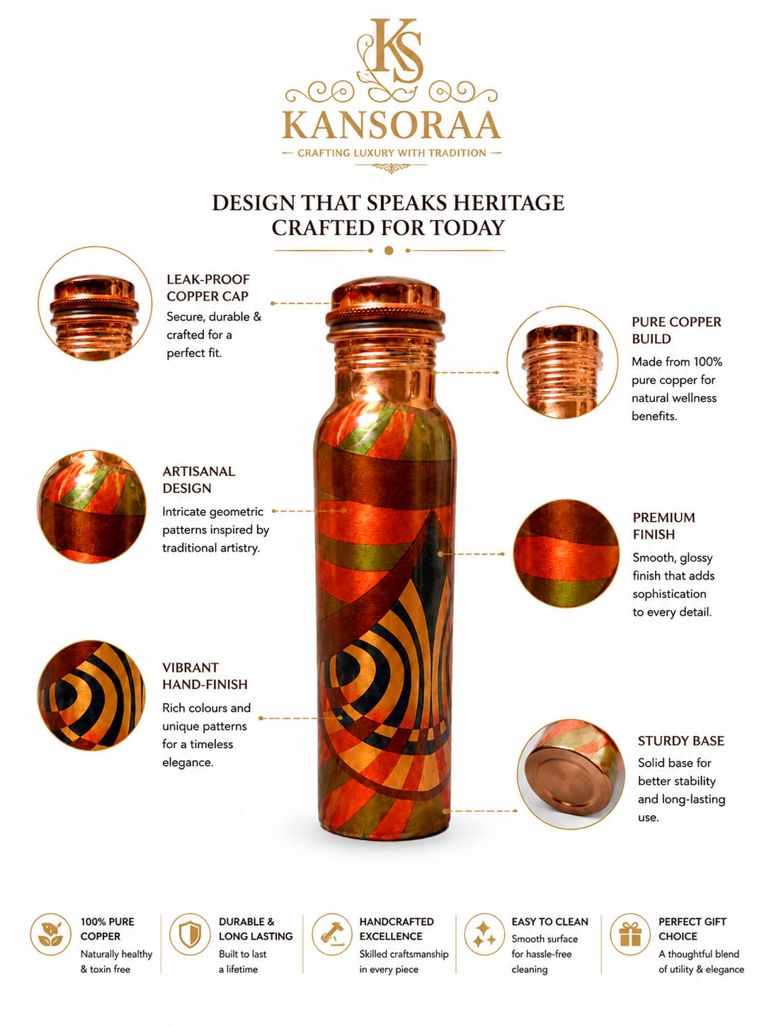 Kansoraa Premium Copper Bottle