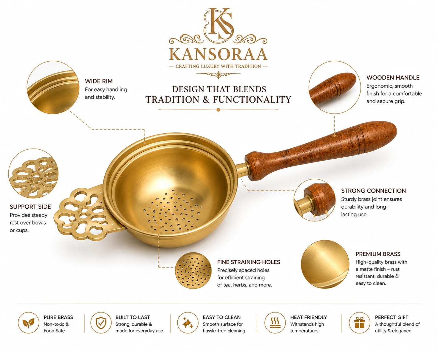 Kansoraa Premium Brass Strainer