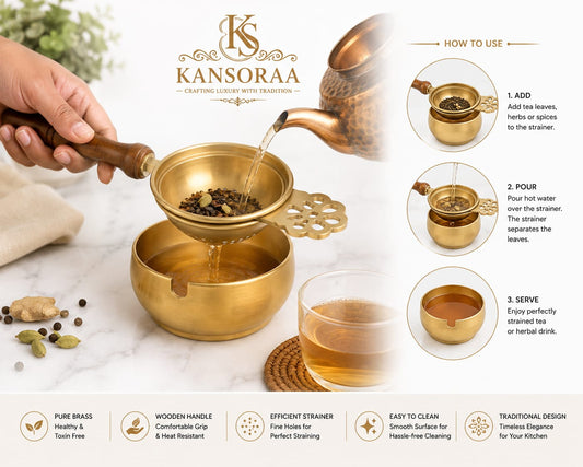 Kansoraa Premium Brass Strainer Set