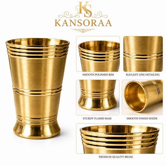 Kansoraa Premium Brass Glass Set of 6