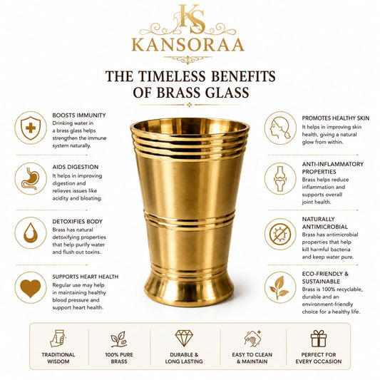 Kansoraa Premium Brass Glass Set of 6