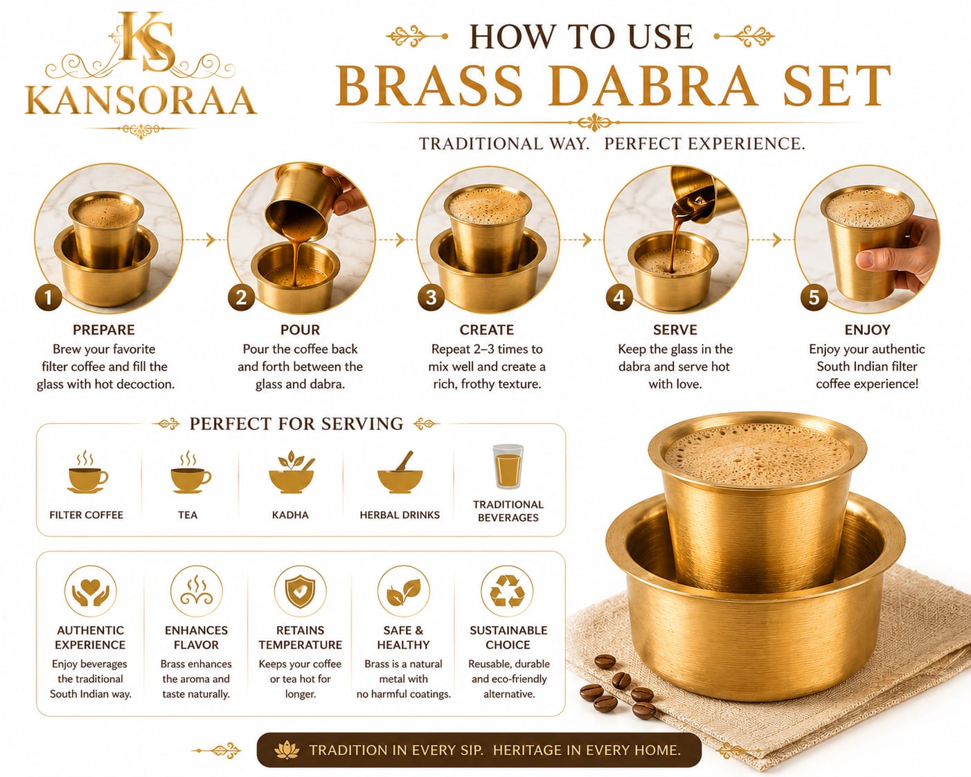 Kansoraa Premium Brass Dabra Set