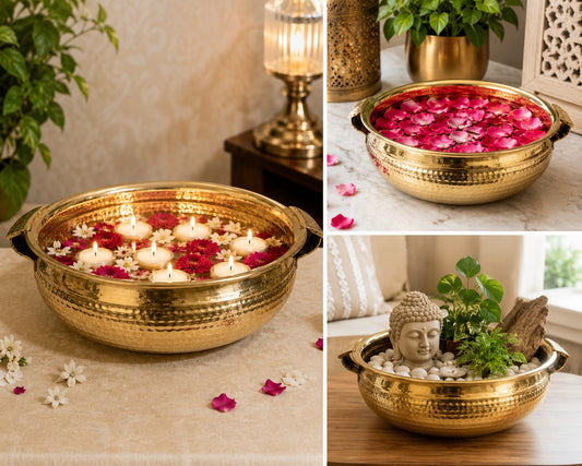 Brass urli hammered - 10 inches