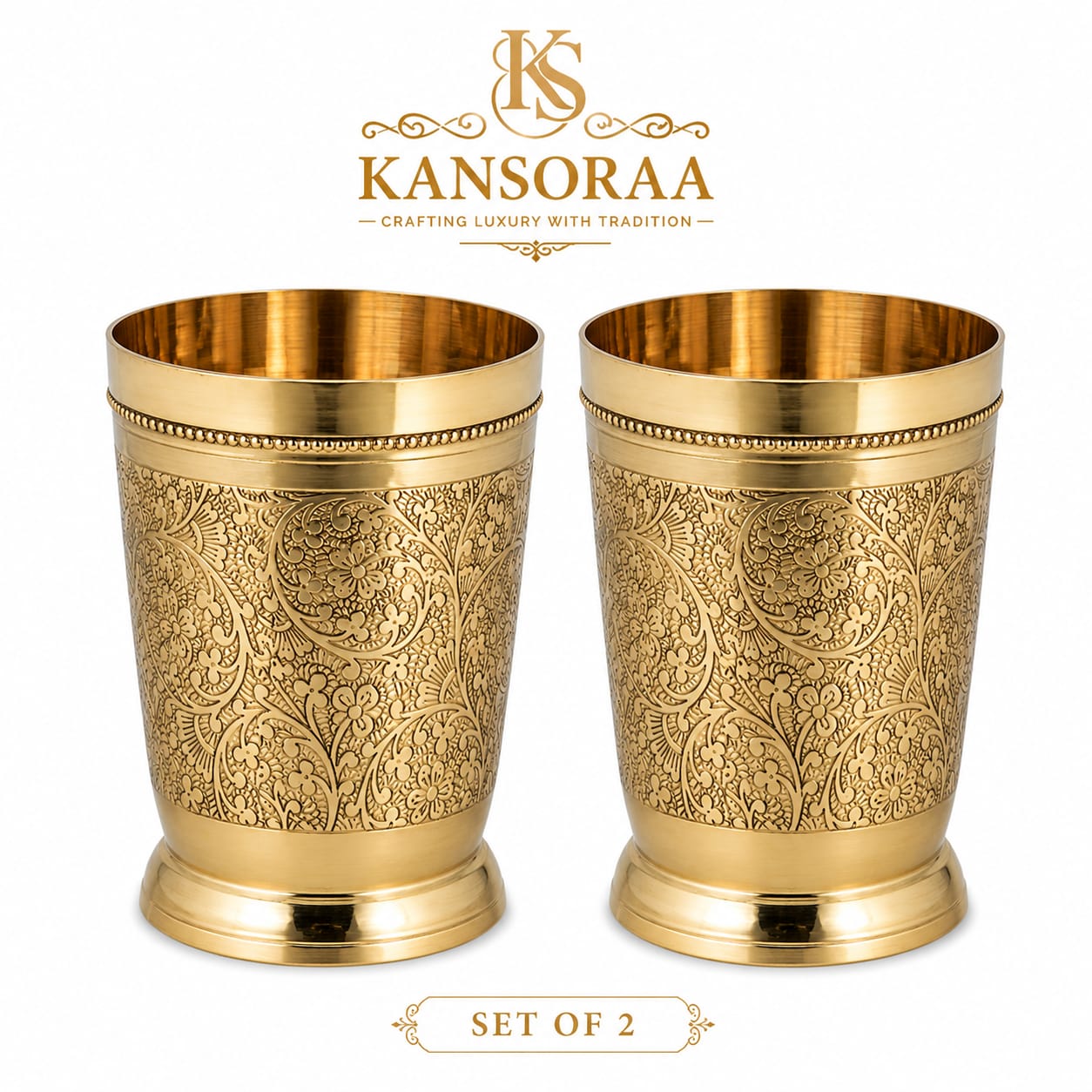 Brass glass - engraved (Mughal Style)