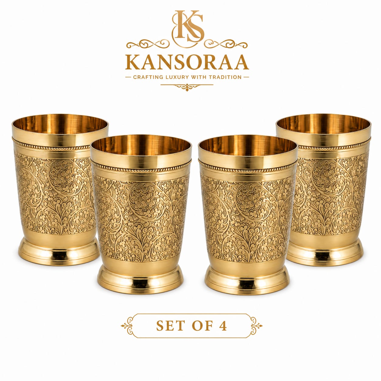Brass glass - engraved (Mughal Style)