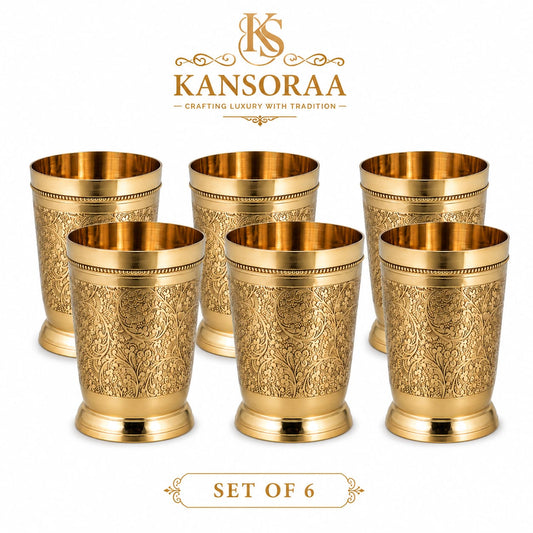 Brass glass - engraved (Mughal Style)
